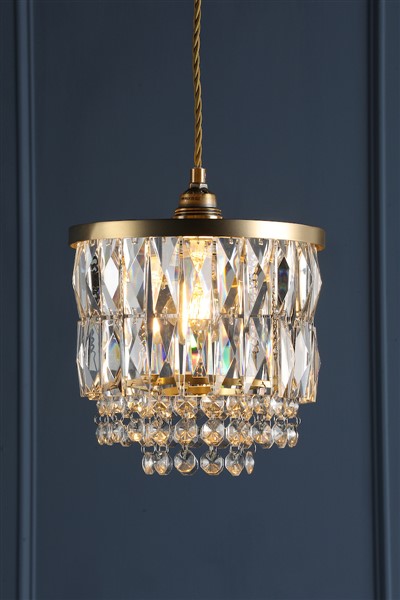 (image for) Laura Ashley Rhosill Easy Fit Pendant Crystal and Antique Brass